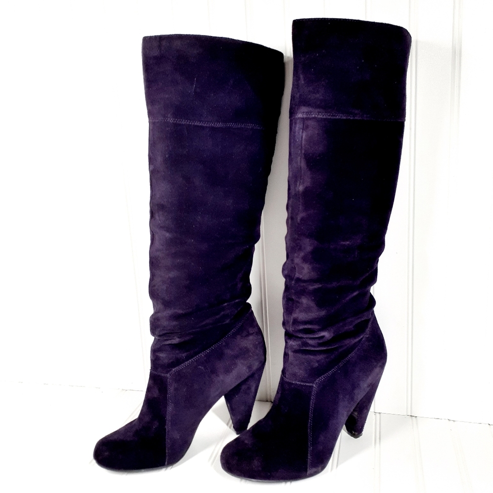 Jessica Simpson Angie Purple Suede Leather Heeled Knee High Boots